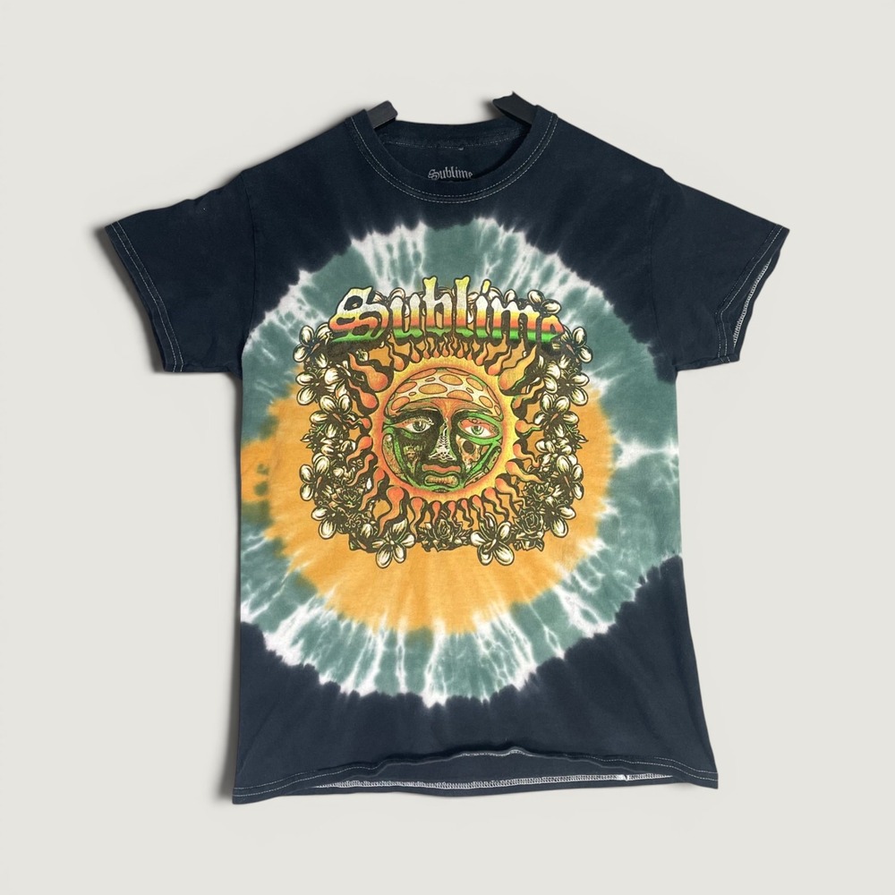 Sublime Band T Shirt Mens S Navy Tie Dye Sun Face Graphic Licensed Concert Tee